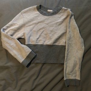 Silence + Noise - Two Toned Gray Crop Top Sweater